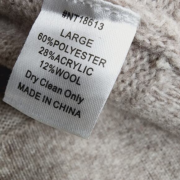 NWT Lumiere Wool Blend Turtleneck Cropped Sweater Oatmeal Tan Bubble Sleeve L - Picture 4 of 10